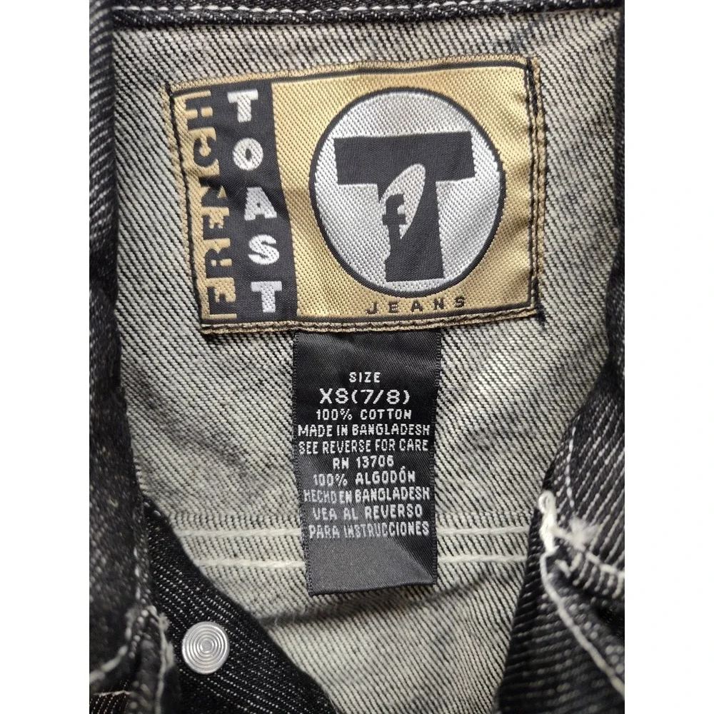 French Toast Boy Jacket XS Black Denim 100% Cotton Long Sleeve‎ Regular Pockets